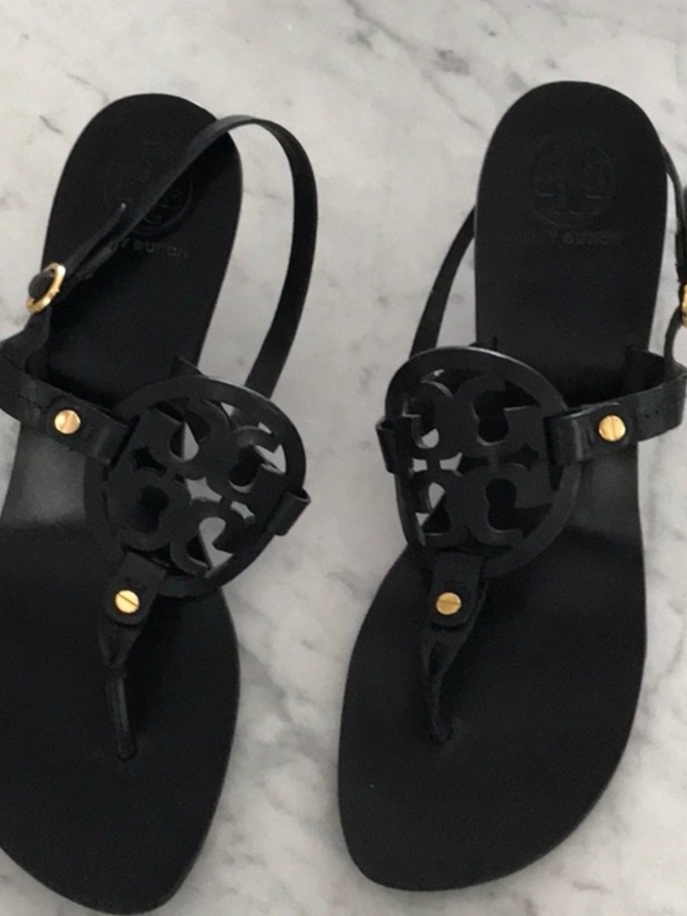 Tory Burch Black Miller Kitten Heel Sandals